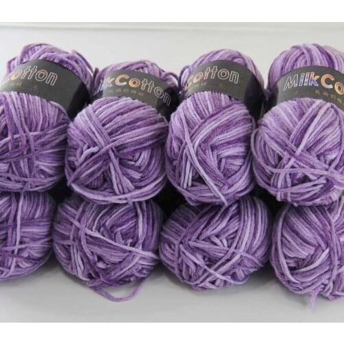 Sale 8ballsx50g Soft Cotton Baby Yarn New Hand-Dyed Wool Socks Scarf Knitting Violet 2075-06-8