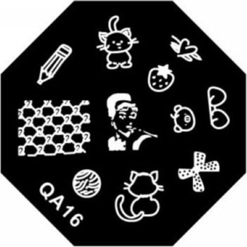 2020 QA series Nail art stamp stamping image template New sexy fashion reusable Kitten Boy QA16