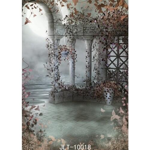 Grayish White Photography Backdrops Night Moon Fantasy Backgrounds Arch Pillar 3d vinyl Background for Photo Studio Photoshoot