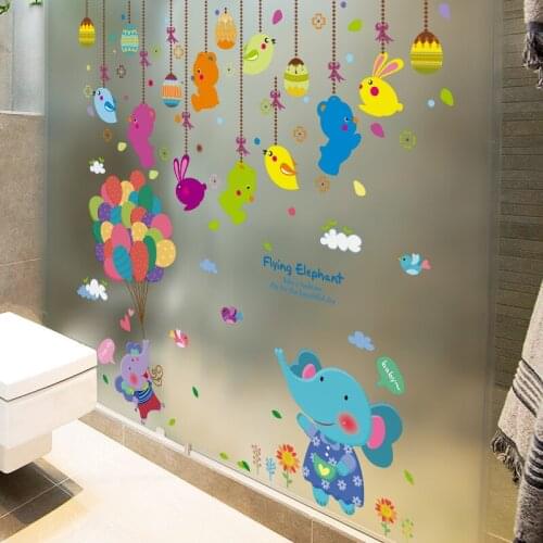 [shijuekongjian] Balloons Animals Wall Stickers DIY Balls Wall Decals for Kids Rooms Baby Bedroom Nursery Glass House Decoration