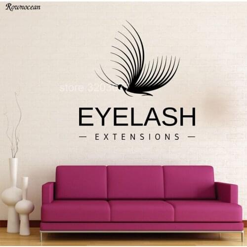 Modern Wall Sticker Vinyl Decal Makeup Extension Eyelashes Decorating Beauty Salon Home Decor Art Butterfly Quote Murals Z175