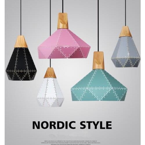 Nordic Modern Pendant Lights Art Splicing Hollow Macaron Droplight Wooden Hanging Lamp For Indoor Decoration Restaurant Light