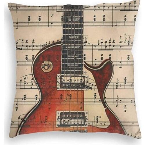 Old Guitar Music Lover Soft Square Pillow Covers Home Decor Cushion Covers Decorations Gifts Pillowcase for Indoor Sofa Bedroom