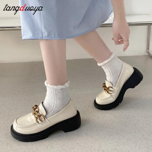 Vintage shoes Women Leather Shoes British Style 2021 autumn Oxford Shoes Comfortable Casual Shoes Women Platform Oxford Shoes