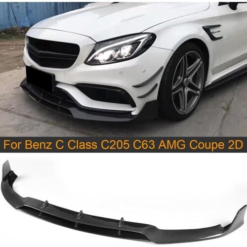 Carbon Fiber Car Front Bumper Lip Wing Spoiler for Mercedes Benz C Class C205 C63 AMG Coupe 2 Door 15-17 Convertible Front Lip