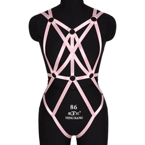 Full Body Harness Sexy Bondage Lingerie Set Halter Elastic Plus Size Harness Harajuku Goth Rave Fetish Pole Dance Festival Wear