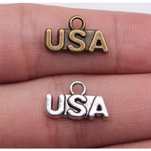 WYSIWYG 20pcs 15x9mm 2 Colors Pendant Usa Charms For Jewelry Making Jewelry Findings
