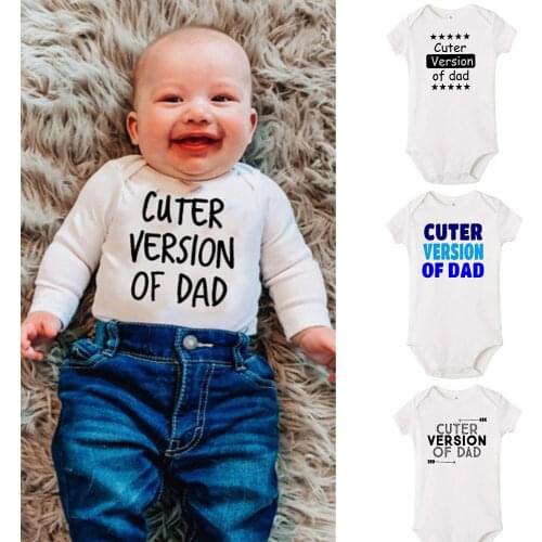 Funny baby one piece cuter version of dad funny baby short sleeve bodysuit baby outfits Pregnancy announcement present