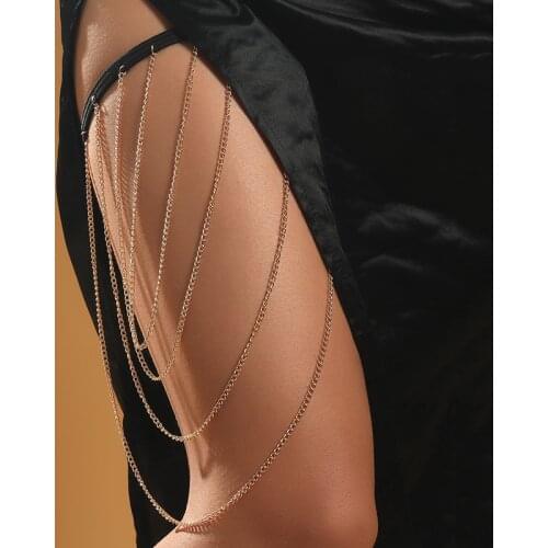 Fashion Simple Boho Gold Color Metal Multilayer Leg Chain For Women Beach Style Sexy Tassel Long Thigh Chain Body Jewelry Gifts