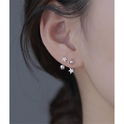 925 Sterling Silver Zircon Star Charms Stud Earrings For Women Girls Wedding Christmas Party Jewelry Accessories eh089