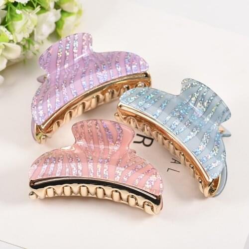 New Fashion Large 9cm Beautiful Striped Flower Wave Acrylic Candy Color Hairpin Barrettes for Women Girl Accessories Headdress