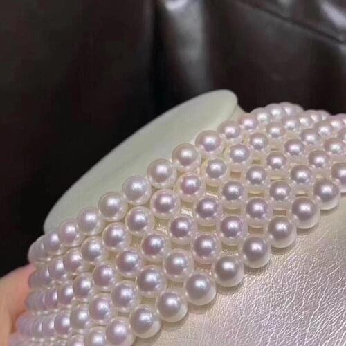 D128 Fine Jewelry Natural Fresh Water Sakura Light Pink Pearl 7-8mm Pink Peals Necklaces for Women Fine Pearls Necklaces