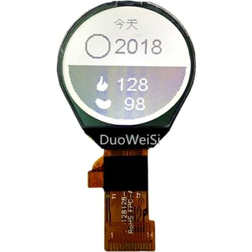 For FSTN Black On White Background 1.6 Inch COG LCD Module 128*128 Dot Matrix Screen Round Watch Display