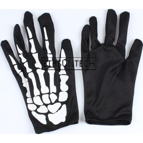 100pairs Punk Style Unisex Skeleton Gloves Woman Man Cartoon Skeleton Full Finger Gloves Halloween Decoration