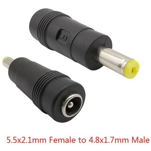 20Pcs 5.5x2.1mm Female jack to 4.8x1.7mm Male plug DC Power Plug connector Adapter 5.5*2.1mm to 4.8*1.7mm female to male adapter