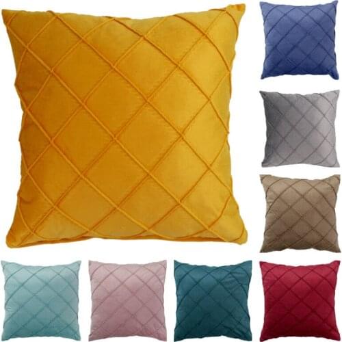 Velvet Plaid Pillow Case Waist Throw Cushion Cover Modern Nordic Check Throw Pillows Covers Square Pillowslip Home Pillowcase