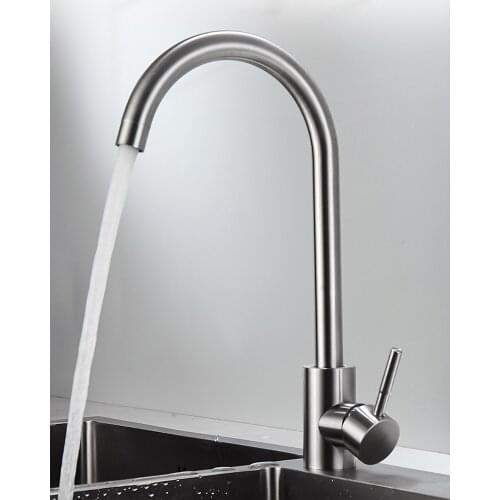 304 Stainless Steel Faucet Deck Mount Kitchen Tap Mixer Single Handle Sink Faucet