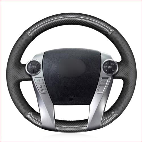 Black PU Carbon Fiber Steering Wheel Cover for Toyota Prius 30(XW30) 2009-2015 Prius C(US)2012-2017 Prius V(US) Aqua 2014-2015