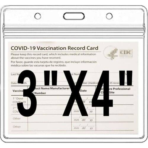 Horizontal Transparent Vinyl Plastic ID Card Badge Holder PVC Clear Waterproof with Zip Card Protector Case Cover School Supply