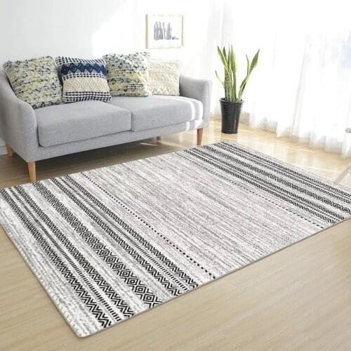 Household Grey And White Rug Large Rugs And Carpets for Home Living Room Nordic Striped Geometric Modern Carpets alfombras Sale