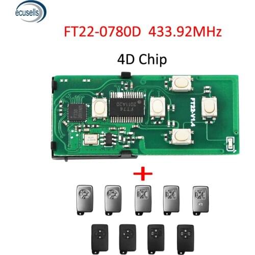 FT22-0780D 3 Buttons Smart Remote Key ASK433.92MHz 4D Chip For Toyota/Alphard 2006-2016 Board Number-0780