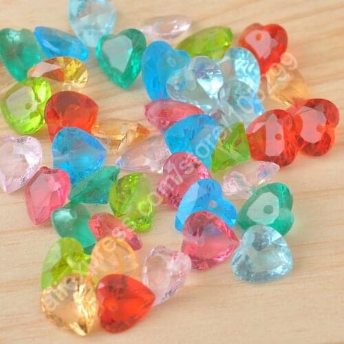 Jewelry Findings 100PCS Cubic Zirconia Cz Heart Stone For Earring Beads One Hole 9 Colors