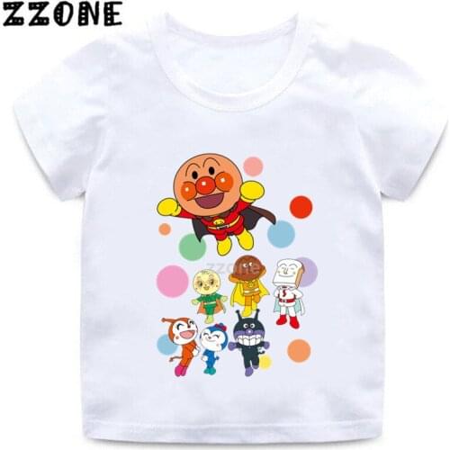 Boys Girls Anpanman with Baikinman Cartoon Print T shirt Kids Funny Clothes Baby Tops Children Summer White T-shirt,HKP5254
