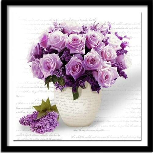Gloden Panno,5D,Full,DIY Diamond Embroidery,square,Diamond Painting,Cross Stitch,3D,Diamond,,Needlework,Purple Flower
