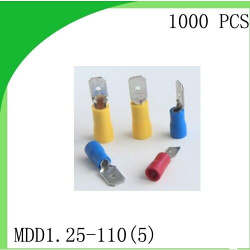 Good quailty Brass 1000 PCS MDD1.25-110(5) cold-pressure terminal male pre-insulated Electrical Crimp Terminal Connector