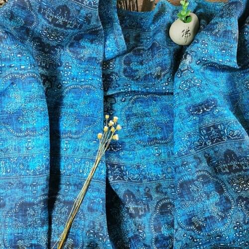 Quality ramie patchwork High end digital printing tissu Fashion Gown Dress Pants Shirt coat tissus