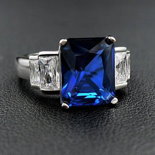 2020 Fashion For Women Rings 8*10MM Rectangular Geometric Cut Ruby Emerald Sapphire Wedding Birthday Fine Jewelry Gifts