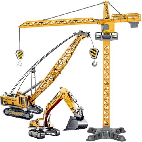 Alloy Engineering Bulldozer Crane Construction Truck RC Tower Designer for Boys Play Excavator Vehicles Cars Set Toys for Kids