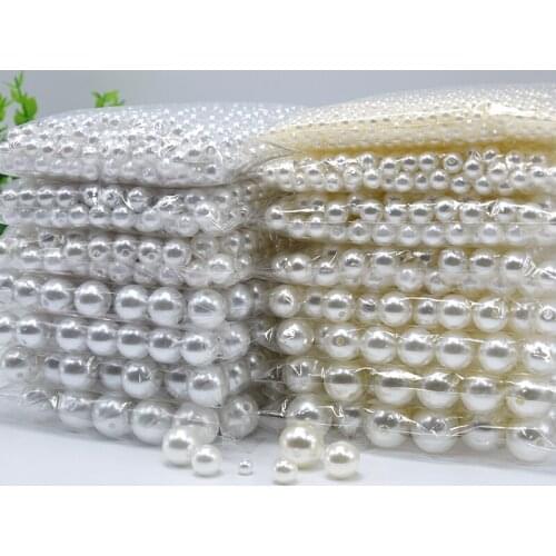 3/4/5/6mm Multi Size White Ivory Mixed DIY Imitation Garment Beads Pearl ABS Loose Round Beads Craft for Fashion Jewelry Making