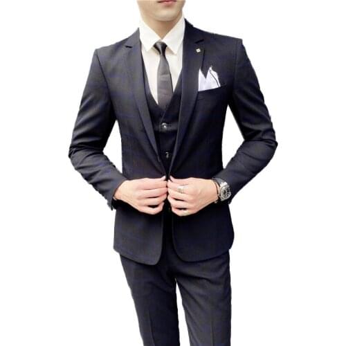 2021 Best-selling high-quality tops + vests + pants, three-piece suits for mens business slim plaid suits