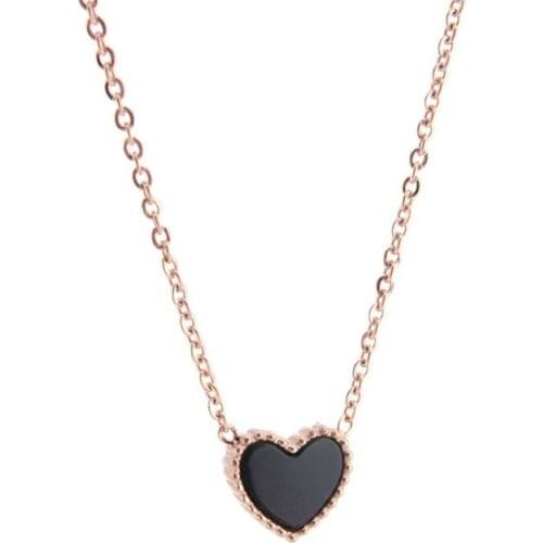 Fashion Double Side Heart Necklace Popular Titanium Steel Simple Girlfriend Gift