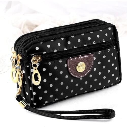 Fashion Women Wallets Small Handbags Canvas Dot Lady Zipper Moneybags Clutch Coin Purse Pocket Wallet Cards Holder Wristlet Bags