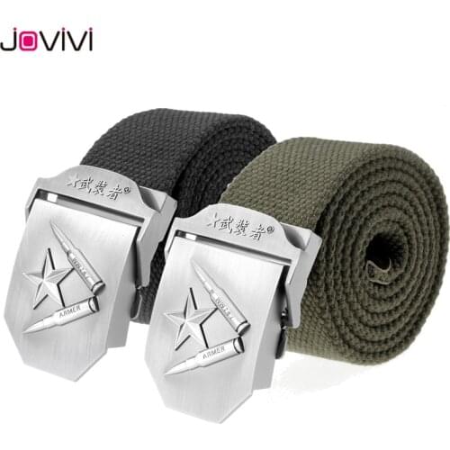 Jovivi Brand New 1 pc Men Waist Belt Plain Webbing Waistband Casual Canvas Military Belt Black / Army Green Color Optional