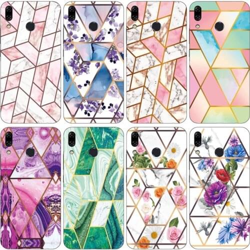 Soft Phone Case for Asus Zenfone 5 ZE620KL / For Asus Zenfone 5Z ZS620KLFunda Glossy Silicone Phone Back Cover Geometric Marble