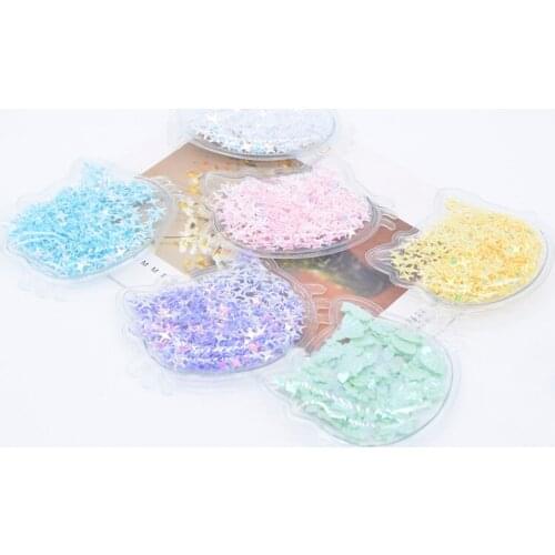 Wholesale 60Pcs 6CM Transparent PVC Cat Head Filling Sequins Appliques DIY Gilr Headdress Hair Clips Bow Decor Accessories H28