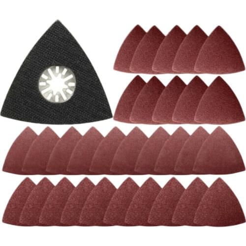 31Pack Grinding Triangle Oscillating Sandpaper Sanding Pad Hook Loop 80/ 120/ 180/ 240/ 320/ 40 Grit For Fein Multimaster