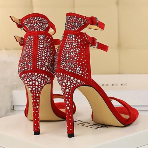 Crystal Decoration Sandals Women Summer Shoes Sexy High Heel Shoes Ladies Pumps Womens Party Shoes On Heels 11cm Ladies Sandals