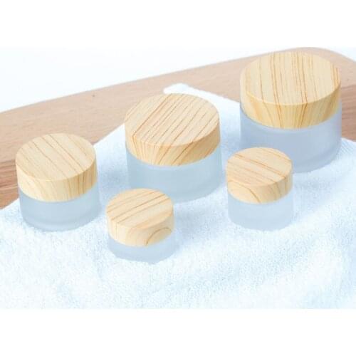 Wood grain glass box transparent frosted face cream sub-packaged portable travel cosmetic lotion sub-packaged bottle