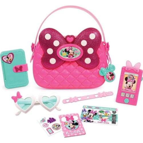 Disney Genuine Girls Small Satchel Toys Play House Mickey Mouse Minnie Glasses Watches Handbags Mobile Phone Gifts