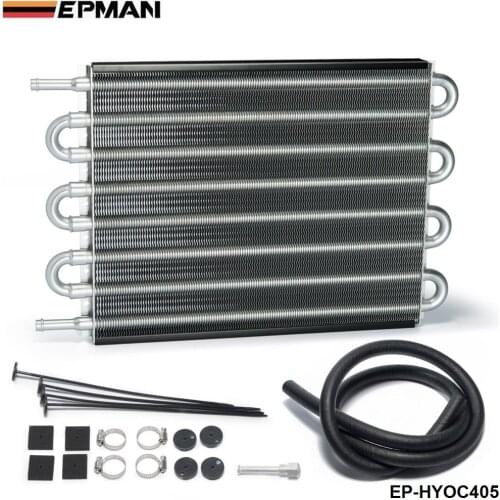 Universal 8 Row Aluminum Remote Transmission Oil Cooler Auto Manual Radiator Converter EP-HYOC405
