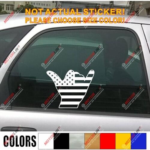 Shaka Sign Hang Loose Hawaii USA American Flag Decal Sticker Car Vinyl no bkgrd