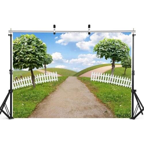 Walkway Tree Grass Photography Backdrop for Photo Shoot Props Child Baby Vinyl Cloth Computer Printed Background Photo Studio