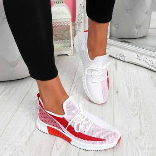 Womens Vulcanized Female Sneakers Lace Up Mesh Shoes Round Toe Casual Running Walking Shoes Mesh Flat Anti-slip Women Sneakers