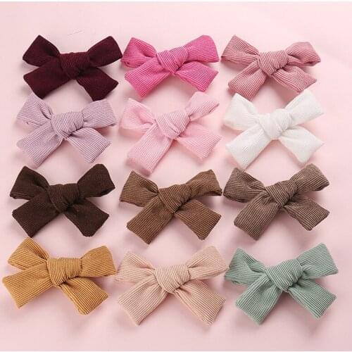 2020 Winter Corduroy BOW Hair Clip or Headband, Hand Tied Bow Nylon Headbands, Baby Shower Gift, Girls Hair Accessories