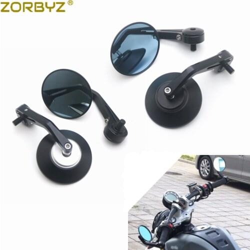 ZORBYZ 1 Pair Black Motorcycle Aluminium Round Handlebar End Side Mirror With M10 Bolt Fit For Aprilia FB Mondial HPS 300