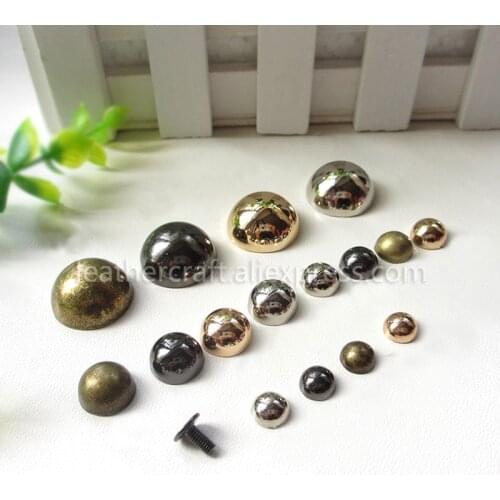 10pcs Dome Rivet Screw Round Head Studs Punk Spots Garment Leather Craft Belt Wallet Decoration Parts 8/10/12/20mm